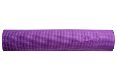 Menekşe yoga mat beyaz bir arka plan üzerinde