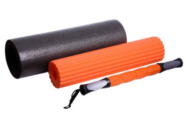 Beyaz arka plan f izole köpük Roller spor salonu Fitness Ekipmanları