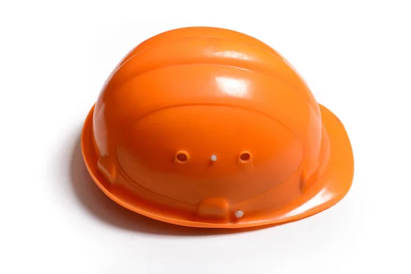 Oranje veiligheid Helmet Hat geïsoleerd op witte achtergrond. — Stockfoto