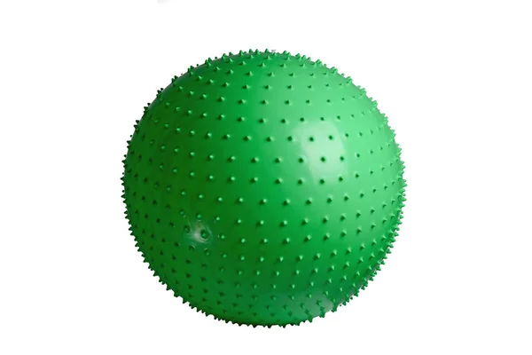 Nahaufnahme eines grünen Fitness-Balls isoliert auf weißem Hintergrund — Stockfoto