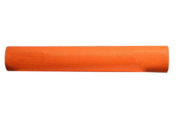 Esterilla de yoga naranja sobre un fondo blanco — Foto de Stock