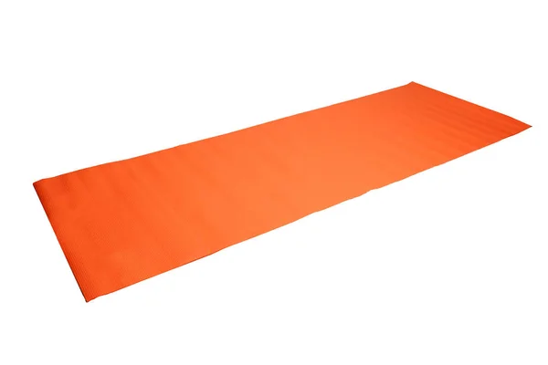 Esterilla de yoga naranja sobre un fondo blanco —  Fotos de Stock