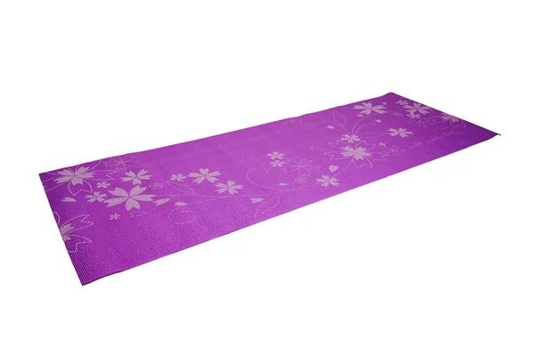 Violet yoga mat op een witte achtergrond — Stockfoto