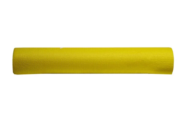 Esterilla de yoga amarillo sobre un fondo blanco — Foto de Stock