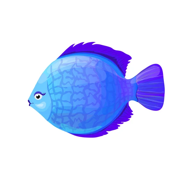 漫画のスタイル、ベクトル図で青い丸いサンゴ礁の魚たち — ストックベクタ