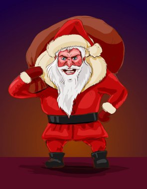 Kötü santa claus, vektör çizim. 