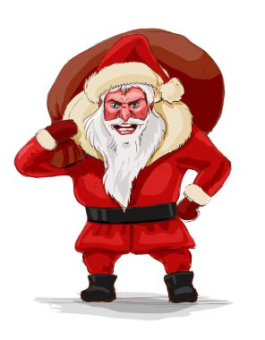 Kötü santa claus, vektör çizim. 