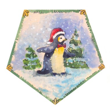 Funny penguin watercolor clipart