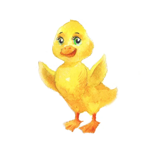 Cute duckling in watercolor — Stock Photo, Image