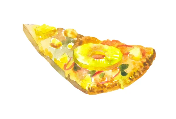 Гавайская пицца изолирована на белом — стоковое фото
