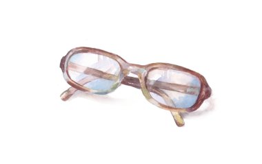 Suluboya ile beyaz bir arka plan üzerinde gözlük çizim