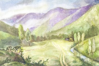 Peyzaj dağlar illüstrasyon