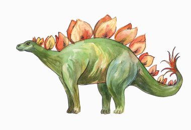 Stegosaurus, suluboya resim çizme