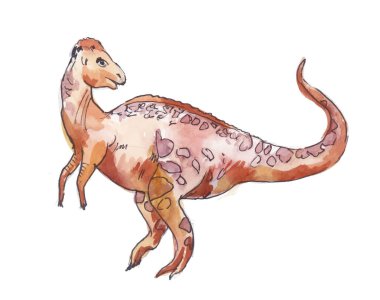 Chomalocephalus. Dinozor suluboya çizimi 