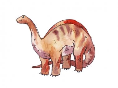 Apatosaurus. Dinozor suluboya çizimi.