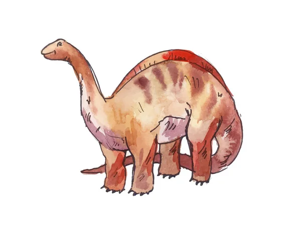 Apatosaure. Illustration aquarelle de dinosaure . — Image vectorielle