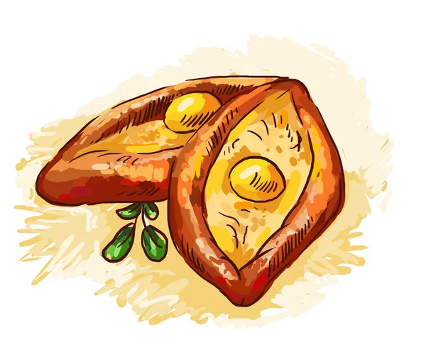 Иллюстрация хачапури. Булочка с яйцом. Грузинский куй — стоковое фото