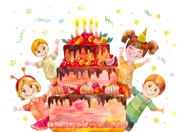 Children's party at the birthday of a classmate. — Stock Photo, Image