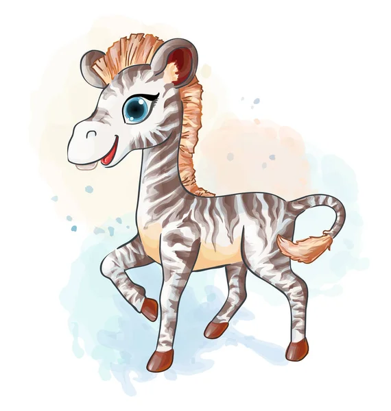 Lille zebra i akvarel stil – Stock-vektor