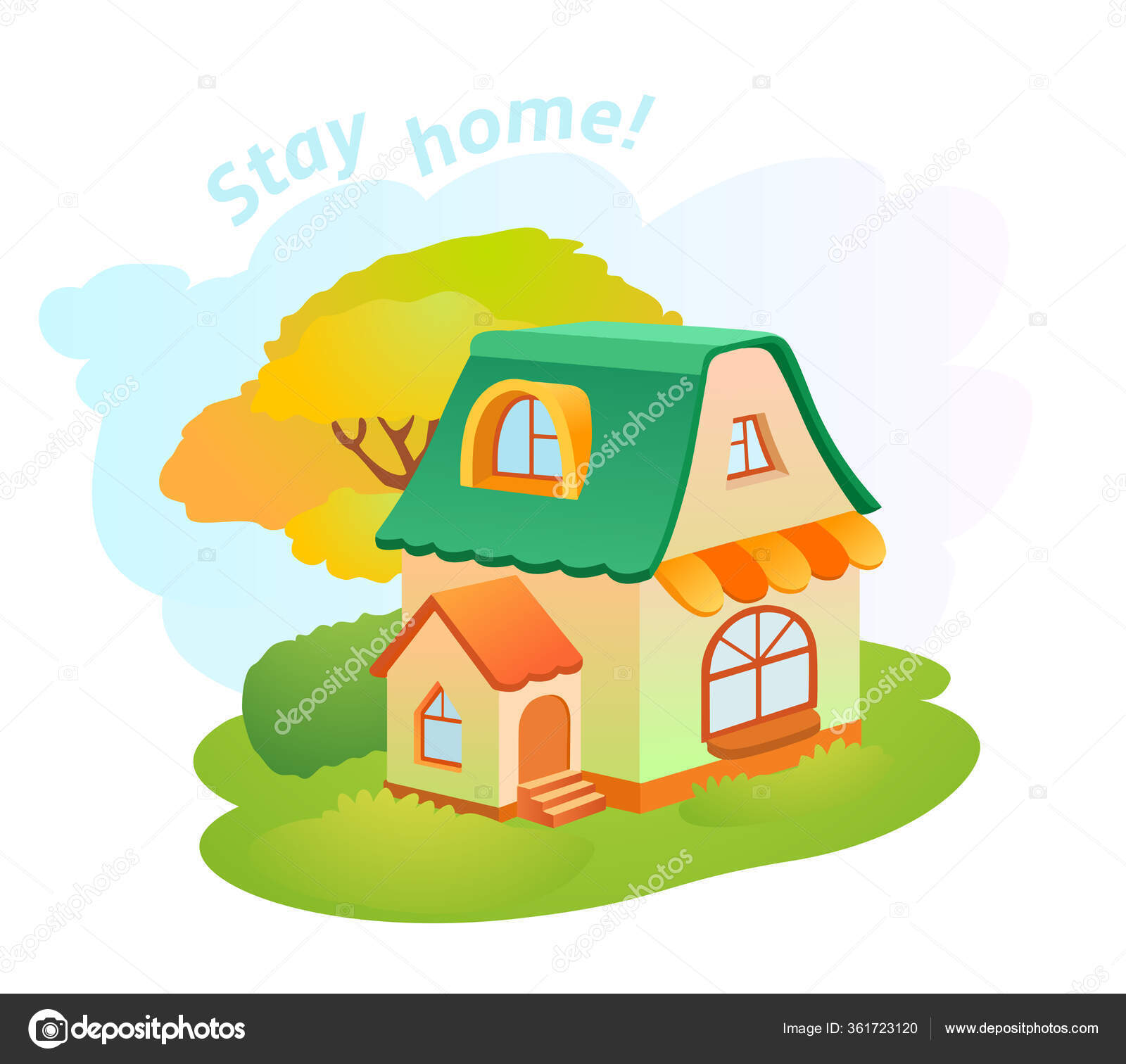 Пожалуйста Останься Дома Соблюдайте Карантин Векторная Иллюстрация.