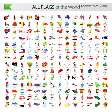 Tüm dünya vektör bayraklar - ülke kontür