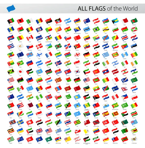 All World Waving Vector Flags - Collection — Stock Vector