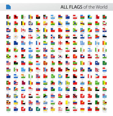 Tüm dünya Meydanı köşe vektör bayrakları - koleksiyon