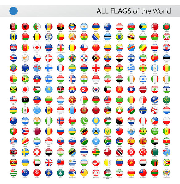 All World Round Glossy Vector Flags - Коллекция
