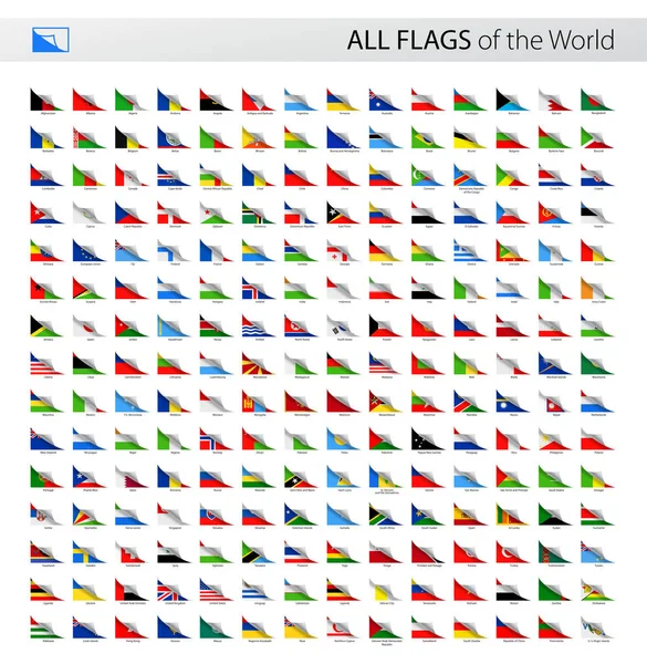 Todas as bandeiras de vetor de canto de papel do mundo - Coleção — Vetor de Stock