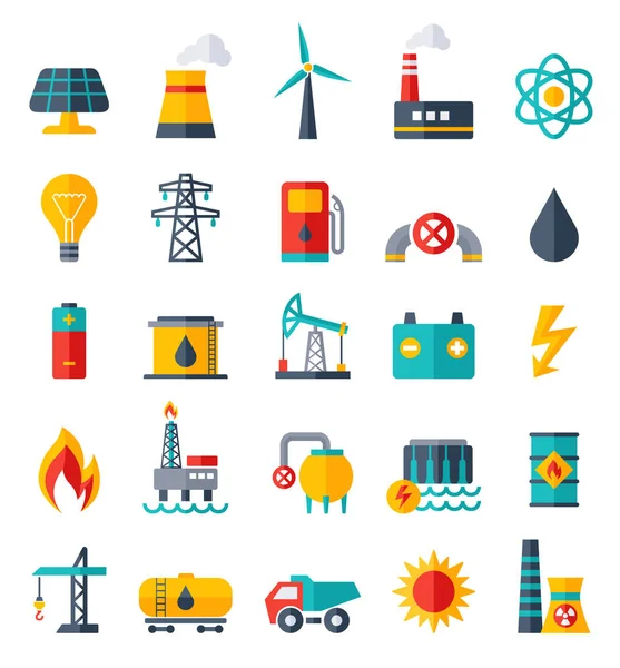 Iconos planos de la industria eléctrica - ilustración — Archivo Imágenes Vectoriales