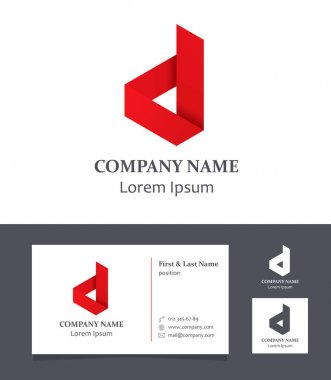 D harfi - Logo tasarım öğesi iş kartı ile - illüstrasyon