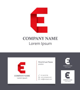 Mektup E - Business Card ile Logo tasarım öğesi - illüstrasyon