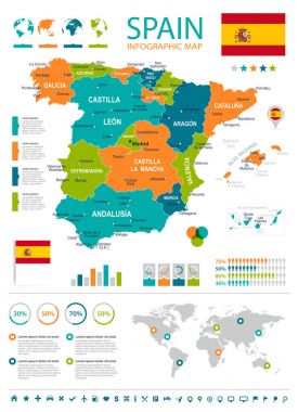 İspanya harita - Infographic seti