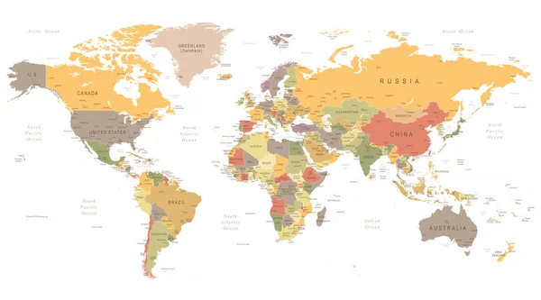 Vintage peta dunia - Stok Vektor