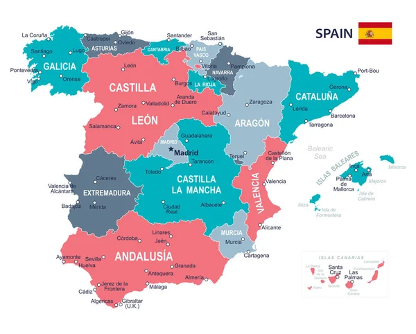 Espanha mapa - ilustração — Vetor de Stock