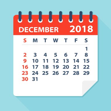 Aralık 2018 takvim yaprak - illüstrasyon