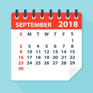 Eylül 2018 takvim yaprak - illüstrasyon