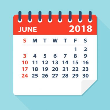Haziran 2018 takvim yaprak - illüstrasyon