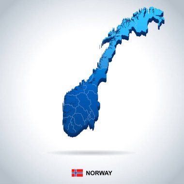 Norveç - harita ve vektör çizim bayrak
