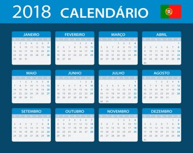 Takvim 2018 - Portekizce sürümü