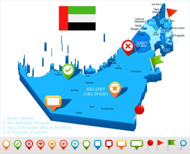 Birleşik Arap Emirlikleri - harita ve illüstrasyon bayrak