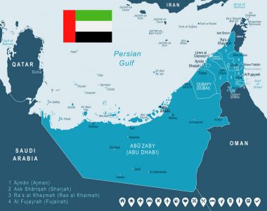 Birleşik Arap Emirlikleri - harita ve illüstrasyon bayrak