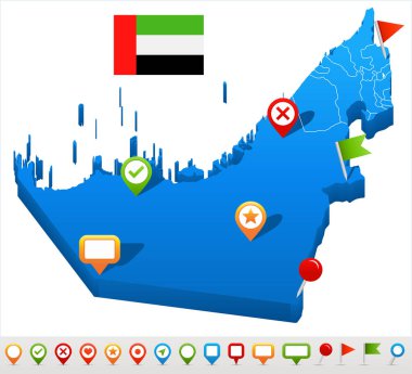 Birleşik Arap Emirlikleri - harita ve illüstrasyon bayrak