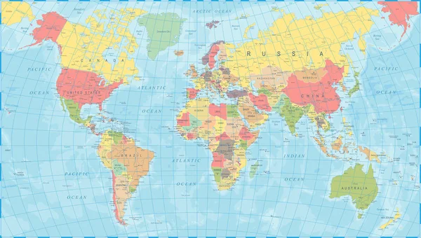 Mapa coloreado del mundo - Ilustración vectorial — Archivo Imágenes Vectoriales