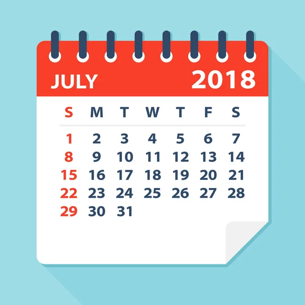 July 2018 Calendar Leaf - Illustration — Stock Vector