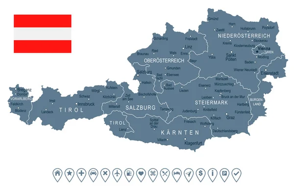 Austria - Mapa i flaga ilustracja — Wektor stockowy