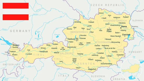 Austria - Mapa i flaga ilustracja — Wektor stockowy