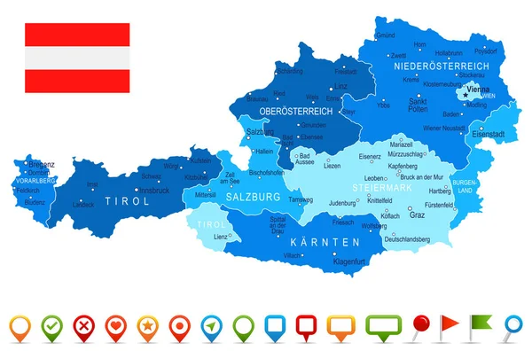 Österreich Landkarte mit Österreich Flagge Fahne 3D vector de