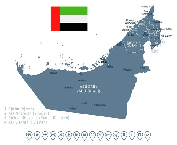 Объединенные Арабские Эмираты - карта и иллюстрация флага — стоковый вектор