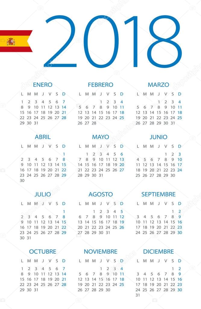 Calendar 2018 - Spanish Version